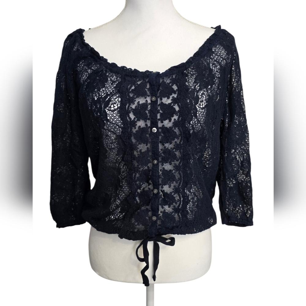 Hollister Navy Lace Blouse